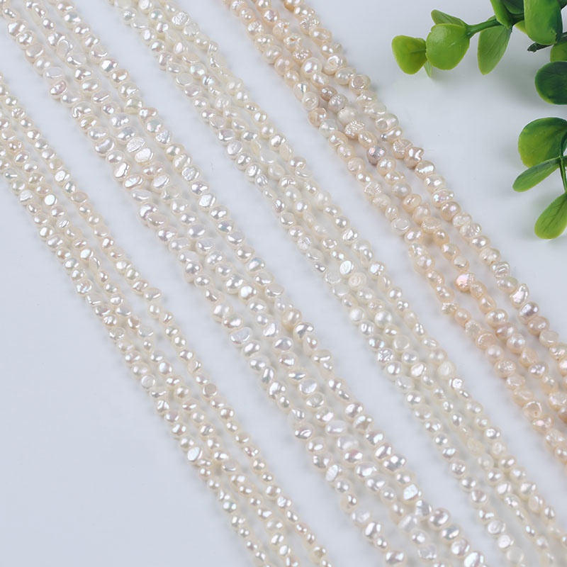 4-5mm A/AA/AAA/AAAA Quality White Color Freshwater Baroque Pearls Beads Side Drilled Strand Diy Jewelry Making