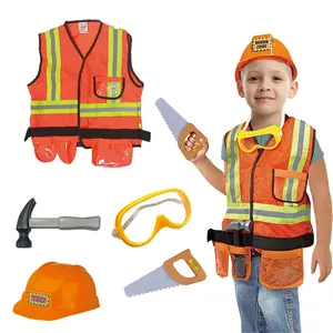 万圣节儿童表演套装儿童职业男孩女孩建筑商角色扮演建筑工人服装配配件