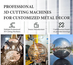 Fabrika Pentagram Şeklinde Oyuk Paslanmaz Çelik Top Peyzaj Heykeli Dekorasyon Metal Küre - Product Image 6