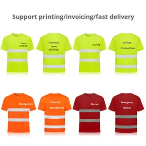 تي شيرتات عاكسة سريعة الجفاف من المصنع مباشرة ، سترة منعكسة ذات ياقة مطوية لأسفل ، ملابس عمل لموقع البناء ، سترة سلامة مرورية ليلية - Product Image 2