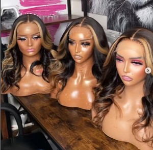 Perruque en cheveux humains brésiliens de grade 12A, densité 180%, avec mèches P4/27, ondulations profondes, dentelle transparente HD 360, vente en gros - Product Image 5