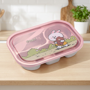 Boîte à lunch pour enfants en acier inoxydable 304 de qualité alimentaire avec compartiments, boîte à lunch scellée pour étudiants au design esthétique et ludique - Product Image 1