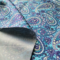 Vente Chaude Tissu de Doublure en Satin Imprimé Paisley Bleu en Polyester pour Veste de Costume, Manteau, Sac à Main et Doublure Intérieure de Vêtement