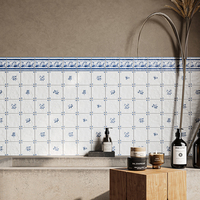 Carreaux de céramique faits à la main en porcelaine bleue et blanche chinoise, peints à la main, 123x123mm, adaptés aux murs de cuisine, de villa, d'hôtel, style moderne