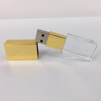 Flashdisk USB Kristal Kaca Custom 8GB 16GB 32GB 64GB Hadiah Pernikahan dengan Kotak Hadiah