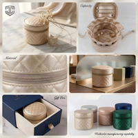 Boîte à bijoux cylindrique de luxe en cuir PU matelassé avec fermeture éclair, logo personnalisé, faible MOQ, pochette de voyage, cadeau pour demoiselle d'honneur, cadeau de mariage