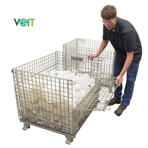 Nhiệm vụ nặng nề hàn thép vận chuyển kho gấp dây lưới Pallet lưu trữ lồng - Product Image 4