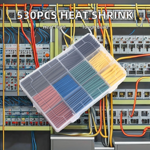 Ensemble de gaines thermorétractables PE, 530 pièces, assortiment de connecteurs de gaines de câbles emballés en boîte, gaines thermorétractables colorées et étanches - Product Image 3
