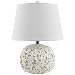 Petal Relief White Ceramic Table Lamp Plug in Wedding Table Lamp Restaurant Table Lamp Dining Table Lamp with Shade - Product Image 2