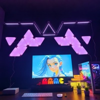 Lámpara de Pared Eléctrica Inteligente con Control por App/WiFi, Luz de Ambiente con Ritmo Musical, Lámpara Cuántica Triangular Empalmable