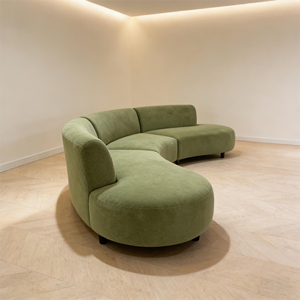 Canapé modulaire incurvé en polaire vert foncé, style minimaliste moderne, canapés de salon, utilisation de loisirs, canapé en tissu - Product Image 2