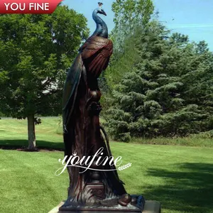 Özelleştirilmiş açık Park dekor Metal hayvan heykeli bronz tavuskuşu heykel
