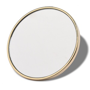 Souvenir Cosmetic Mirror Custom Logo PU Pouch Round <b>Small</b> Hard Enamel Makeup Mirror - Product Image 3