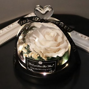 Rose éternelle sous cloche en verre avec lumière LED, cadeau pour la veille de Noël, fête du Nouvel An, cadeau de Noël, Saint-Valentin, décoration de maison - Product Image 5