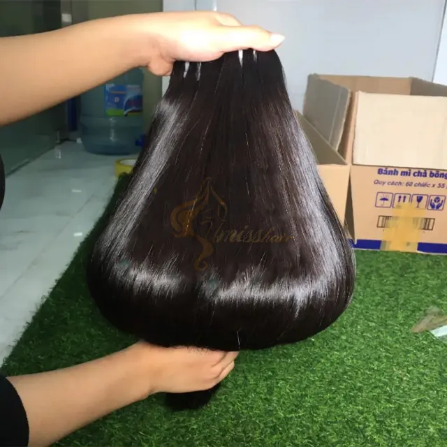 Pelo humano liso de hueso, 3 mechones de pelo virgen 100% sin procesar de Vietnam, precio al por mayor de fábrica