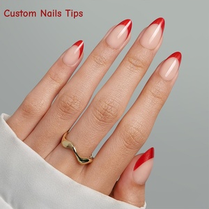 Xianxing Faux Ongles à Presser Personnalisés, Design Français Classique Œil de <span class=keywords><strong>Chat</strong></span> Rouge Estival, Courts Amande en Gel Souple, Ensembles en Gros - Product Image 1