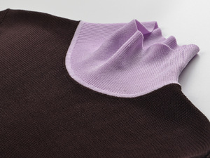 Maglione a maglia da <span class=keywords><strong>donna</strong></span> con collo alto stile elegante Colorblock autunnale Casual a <span class=keywords><strong>manica</strong></span> <span class=keywords><strong>corta</strong></span> a maglia aderente - Product Image 4