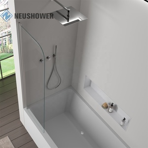 Écran de <span class=keywords><strong>baignoire</strong></span> rectangulaire noir mat en chrome poli avec joint inférieur porte de <span class=keywords><strong>douche</strong></span> battante verre <span class=keywords><strong>pliable</strong></span> pour salle de bain - Product Image 5