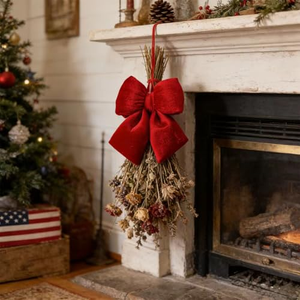 Xmas Fence Stairs Railing Fireplace Decor Christmas Tree <b>Bows</b> <b>Large</b> Velvet Xmas Ornament <b>Bow</b> Red Christmas <b>Bows</b> for Tree - Product Image 2