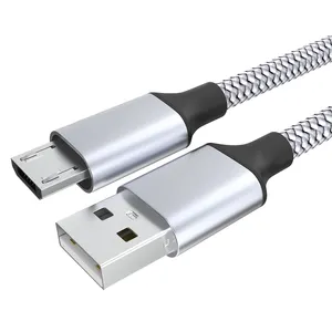 Grey Nylon Vlecht 2.4a Micro Usb Kabel Usb Koord Micro Data Lijn Voor Android Mobiele Telefoon