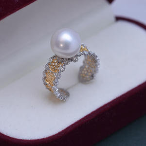 แหวนไข่มุกทรงกลมสีขาว 10-11 มม. จูจี้ ตันซุย เงินแท้ S925 แสงสว่างสวยงาม มีตำหนิเล็กน้อย ขายส่ง - Product Image 1