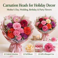 Têtes de fleurs d'œillet en soie artificielle, pétales floraux faits à la main pour la décoration de mariages, de la fête des mères et d'événements