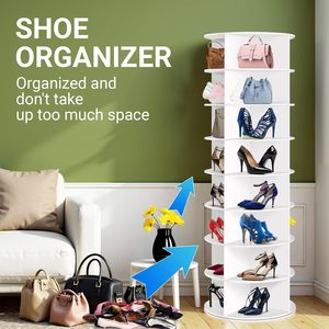 Rotating Shoe Rack Round Standing Multi Layer <b>Storage</b> Organizer For Living Room Entryway Bedroom <b>Wardrobe</b> 10-20 Pairs Capacity - Product Image 1