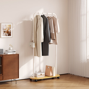 Porte-manteau métallique mi-moderne sur pied à double niveau, déplaçable, pour entrée et chambre, avec étagère de rangement - Product Image 2