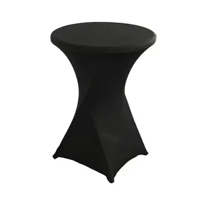 Nappe de Table à Cocktail en Spandex noir nappe de Table à Cocktail ajustée nappe de Cocktail extensible pour Tables rondes