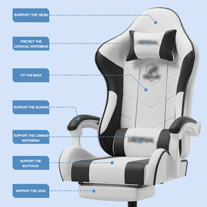 New Ergonomic Racing phong cách văn phòng PU da Ghế chơi game với thắt lưng hỗ trợ gối và chỗ để chân - Product Image 6