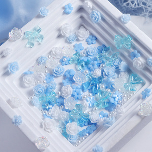 Accesorios para Decoración de <span class=keywords><strong>Uñas</strong></span> con Diseño Floral Azul, Camelia, Mariposa y Perla - Product Image 5
