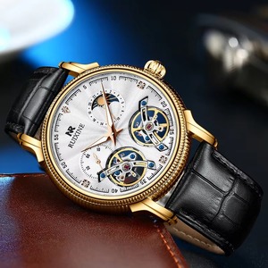 Drioshipping Brand R7121 Diamond Genuine Leather Moon Men <b>Watch</b> Wristwatches Stainless Steel Fully Automatic <b>Mechanical</b> <b>Watches</b> - Product Image 2