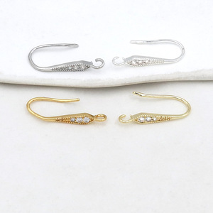 18k gold-plated copper with zircon setting, polished U-shaped ear <b>hooks</b> with pearls, DIY handmade <b>earring</b> accessories A02 - Product Image 2