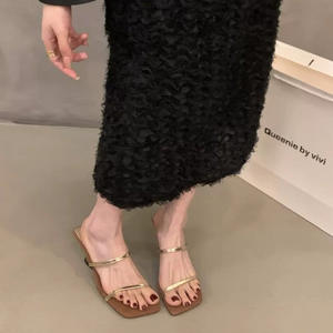 Sandales plates montantes pour femmes à talon asymétrique, style estival d'extérieur, avec bride de cheville, pour la plage et les dunes - Product Image 6