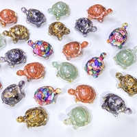 Figurine de tortue en résine avec éclats de cristal naturel, statue de tortue Orgone, artisanat animal de poche pour la guérison des chakras, vente en gros, décoration, cadeau