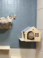 Maison d'arbre de luxe montée sur une tour d'escalade murale pour chat avec lit et étagère pour chats d'intérieur pour se cacher et dormir