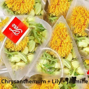 Thé aux fleurs de chrysanthème, de <span class=keywords><strong>chèvrefeuille</strong></span> et de jasmin, thé nourrissant aux trois fleurs, automne-<span class=keywords><strong>hiver</strong></span>, <span class=keywords><strong>d</strong></span>éesse, mélange de fleurs, sachet de 4 grammes - Product Image 5