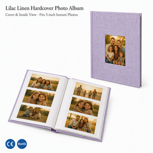 <span class=keywords><strong>Album</strong></span> <span class=keywords><strong>photo</strong></span> premium en lin lilas avec dos renforcé en tissu et reliure carrée pour photos instantanées de 5 pouces - Product Image 1