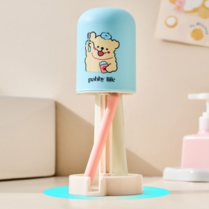Soporte OEM para cepillos de dientes con diseño de dibujos animados, vaso antisuciedad y organizador con base de drenaje de grado alimenticio para baño - Product Image 6