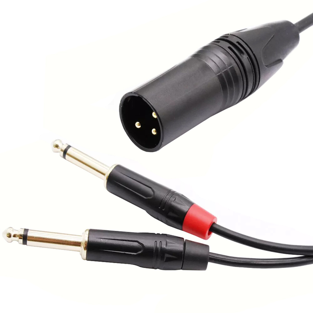 3Pin XLR Male/Female Plug to Dual 1/4" 6.35mm 2 Pole TS Phone Mono Y Splitter Microphone Cable