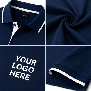 เสื้อโปโลแห้งเร็ว ระบายอากาศได้ดี สำหรับกอล์ฟ เทนนิส ผ้าปิเก้ 95% โพลีเอสเตอร์ 5% สแปนเด็กซ์ เสื้อโปโลผู้ชายแบบดรายฟิต ออกแบบลายปักโลโก้ได้ตามต้องการ - Product Image 3