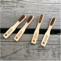 Biodégradable Eco Mini 8cm Bambou Brosse À Dents Vegan Logo Personnalisé Pour Voyage Camping Promotion