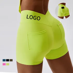 2023 nouveau Design Cargo poche Leggings rose Cargo pantalon femme haute qualité Compression Fitness coloré court Leggings pour les femmes