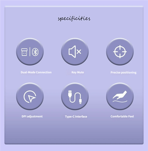 เมาส์ไร้สาย Stock 4D 2.4G+BT <span class=keywords><strong>4</strong></span> ปุ่ม ดีไซน์ตามหลักสรีรศาสตร์ ความละเอียด 1600DPI ระบบติดตามแบบออปติคอล สำหรับสำนักงานและแล็ปท็อป - Product Image 6