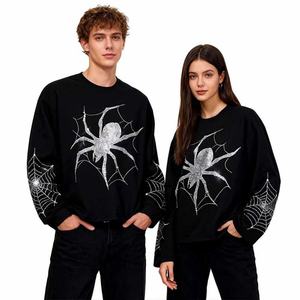 Camiseta de Manga Larga Unisex con Pedrería, Estilo Urbano, Diseño Gráfico Personalizado, Corte Holgado, 100% Algodón, Última Moda 2026 - Product Image 3