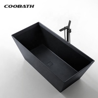 Baignoire rectangulaire moderne noire pour adulte Baignoire intérieure autoportante pour hôtel SPA facile à utiliser pour la salle de bain des villas