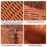 Juego de Cesta de Bicicleta para Niños de Imitación de Ratán Retro con Campana, Pegatinas, Borlas para Manillar, Kit de Accesorios Decorativos para Bicicleta Infantil