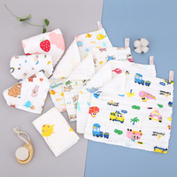 Handuk Katun Murni Enam Lapis Berdensitas Tinggi Motif Kartun Anak-Anak Tekstur Lipat Polos