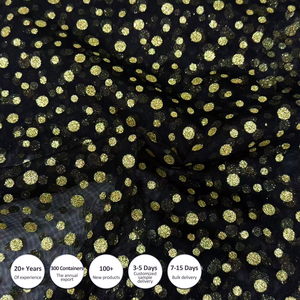 블랙 튤 골드 포일 무지 염색 직물 |   100% 실크 가벼운 소재로 만든 화려한 이브닝 드레스 파티 침구류 슬립웨어 커튼 - Product Image 3