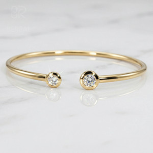 Pass Diamond Tester VVS Moissanite Open <b>Bangle</b> Custom Round Cut Biamond 925 Silver 18K Gold Plated <b>Bracelet</b> Fine Women Jewelry - Product Image 1